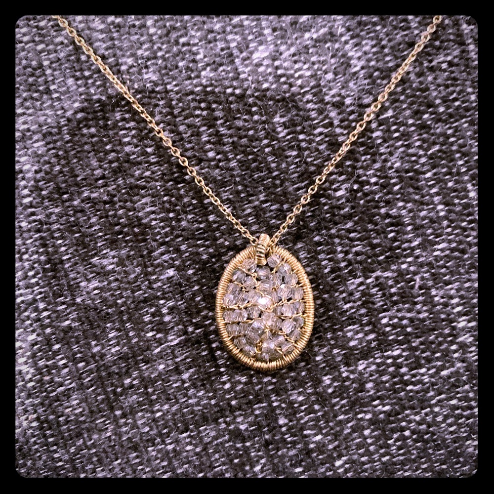 SUMMER ELLIS GOLD/SMOKY CRYSTAL DROP NECKLACE*NEW